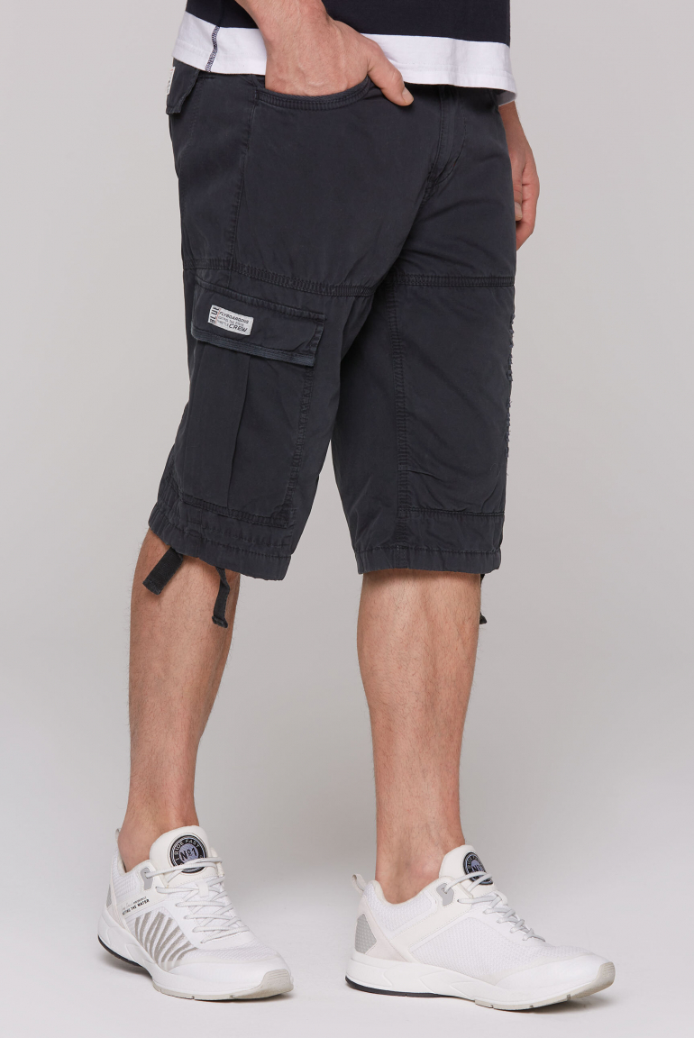 Skater Shorts aus Twill mit Logo-Stickerei navy