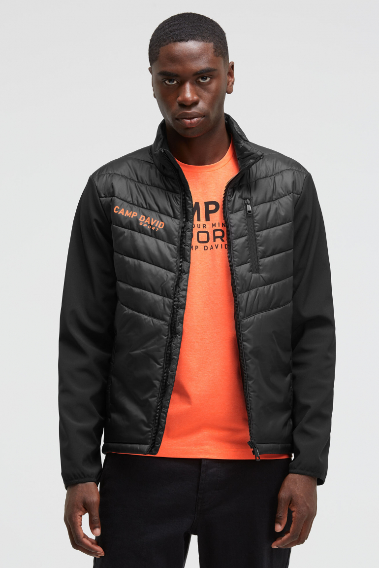 Softshelljacke im Materialmix mit Rücken-Artwork black
