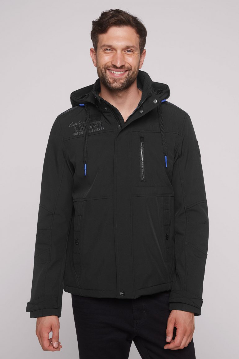 Softshelljacke mit abtrennbarer Kapuze black