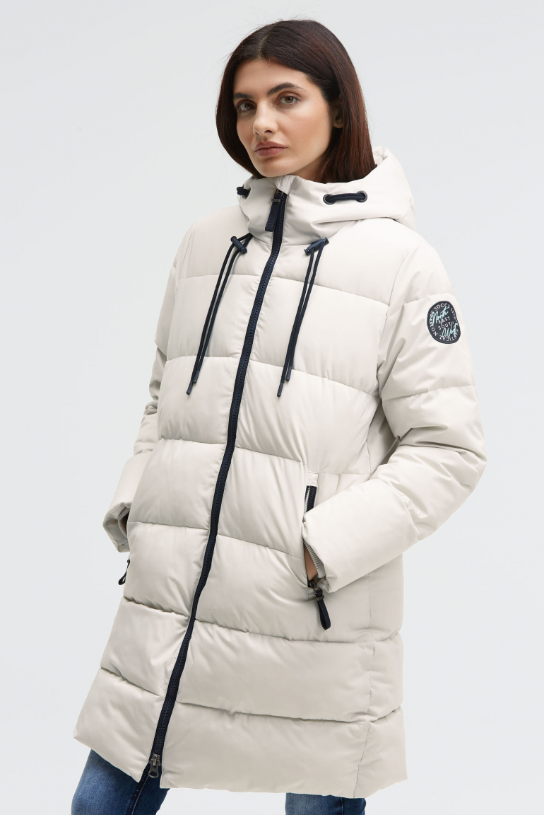 Stepp-Parka mit hochgeschlossener Kapuze grey sand