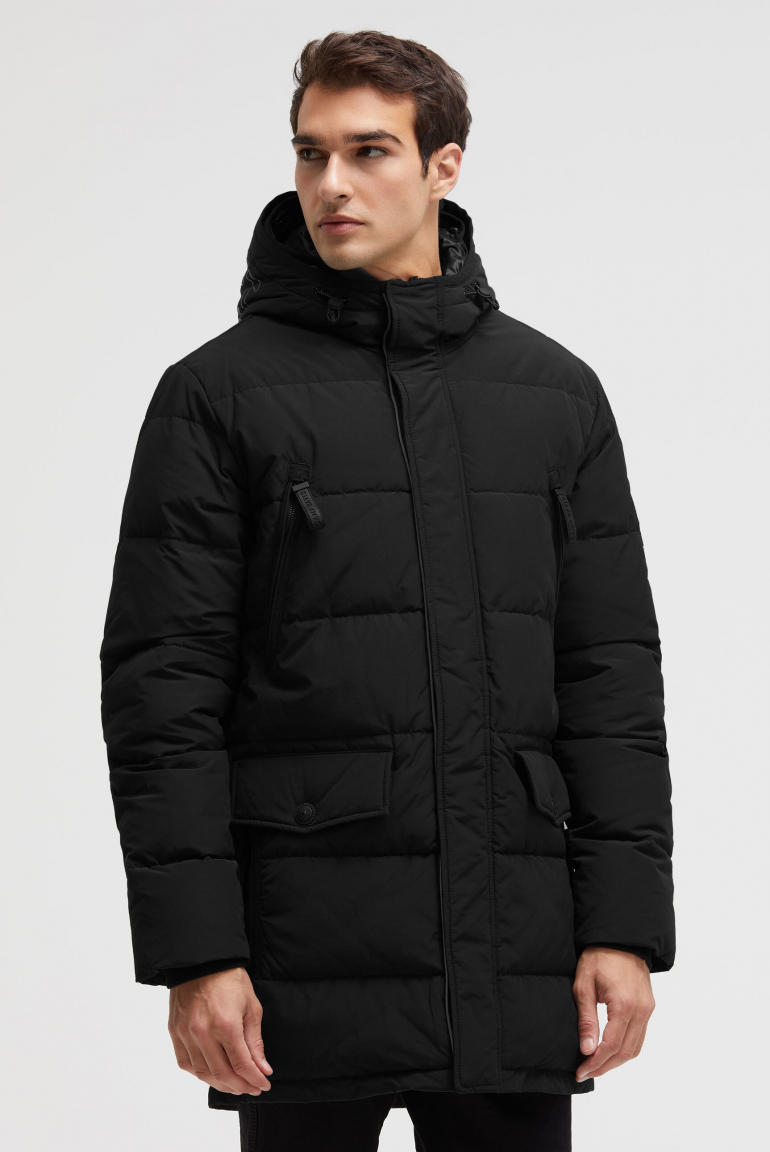 Stepp-Parka mit Kapuzen-Layering black