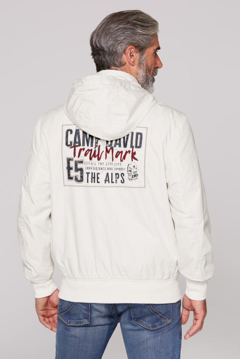 Stone Washed Blouson mit Kapuze und Artworks kitt