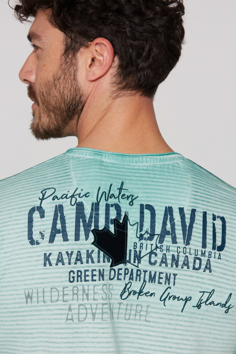 Streifenshirt mit Rücken-Artwork cool jade