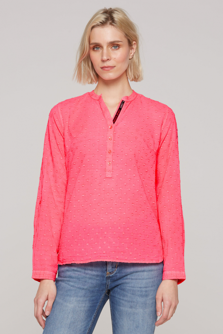 Strukturierte Bluse mit Tunika-Ausschnitt flashy red