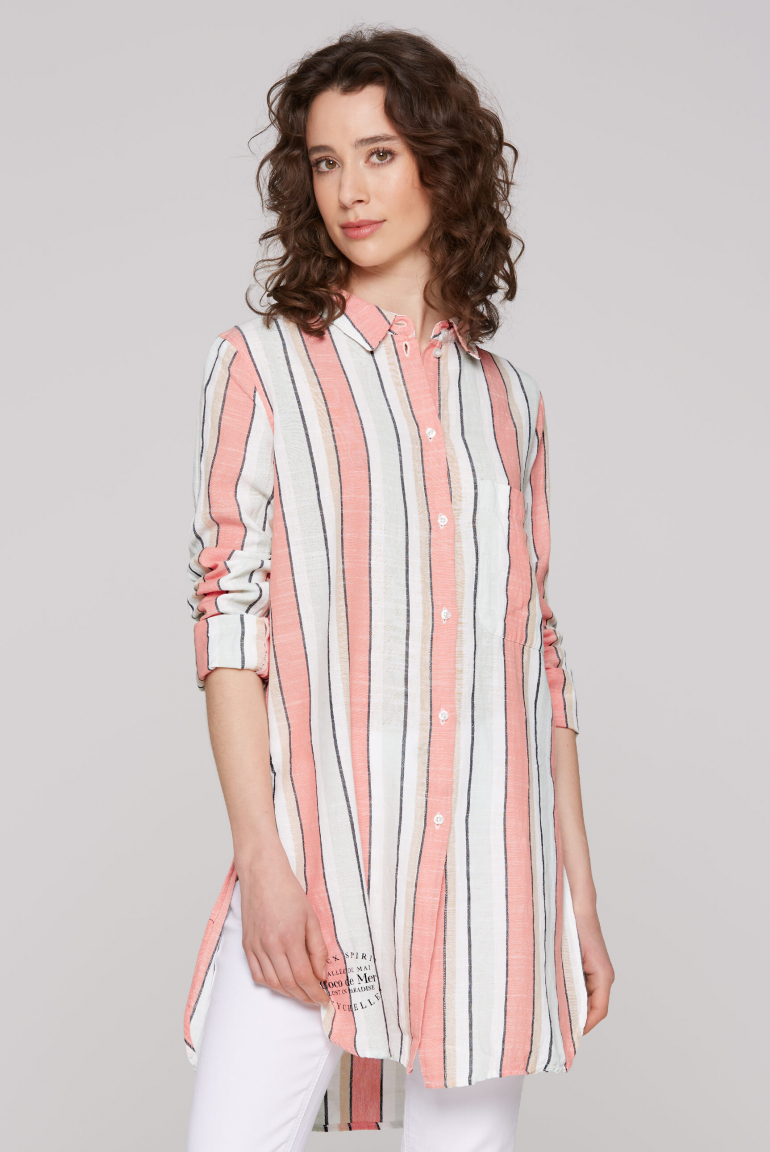 Strukturierte Longbluse mit bunten Streifen multi color