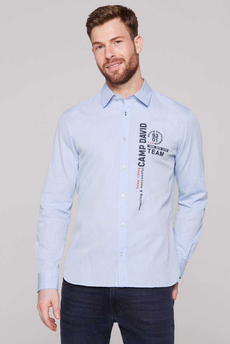 Strukturiertes Langarmhemd mit Rubber Prints summer blue