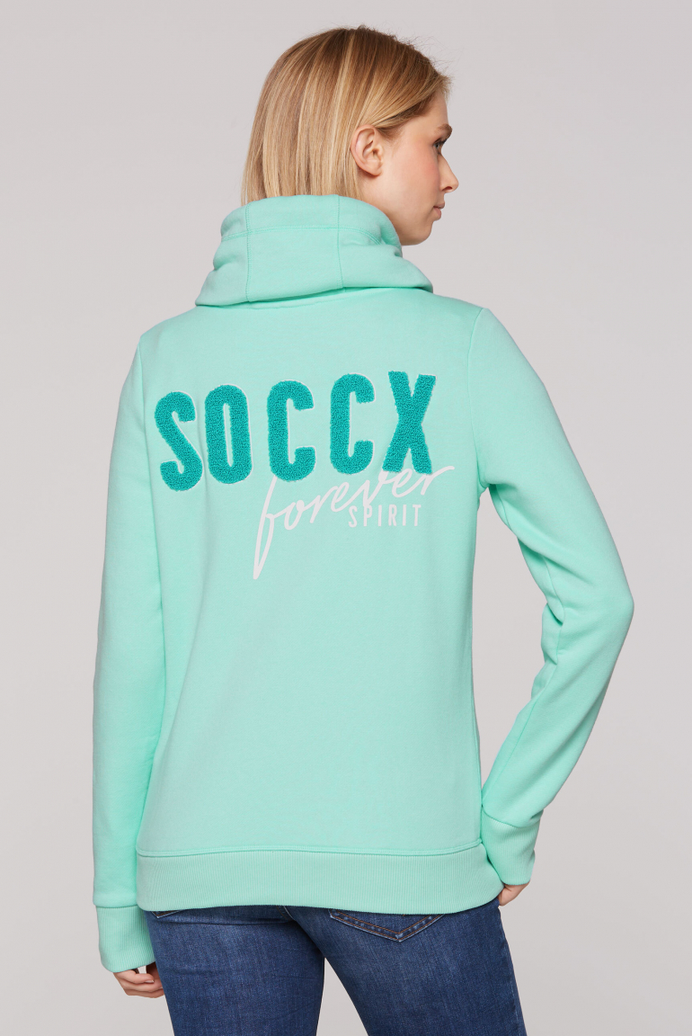 Sweatjacke mit hohem Kragen und Rücken-Artwork new aqua