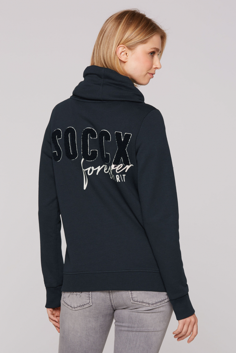 Sweatjacke mit hohem Kragen und Rücken-Artwork eclipse navy