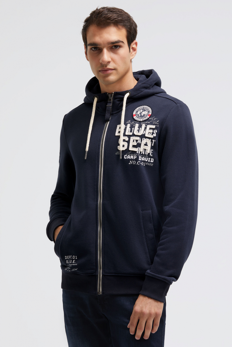 Sweatjacke mit Kapuze und Artworks blue navy