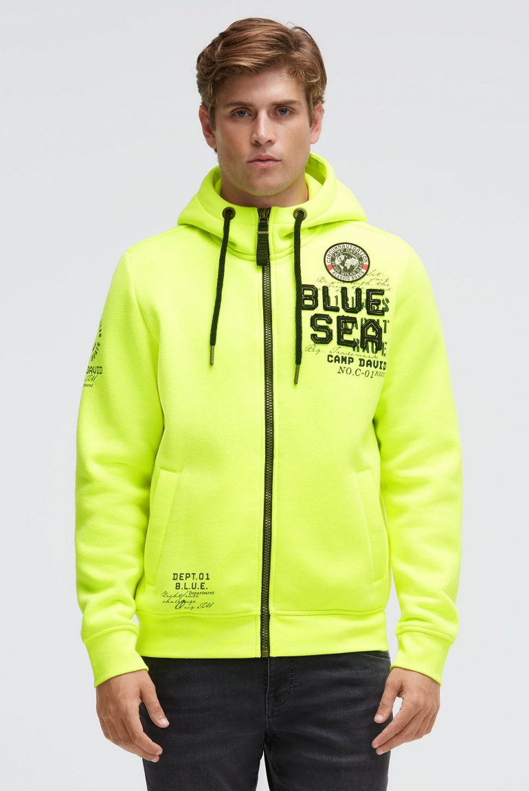 Sweatjacke mit Kapuze und Artworks neon lime