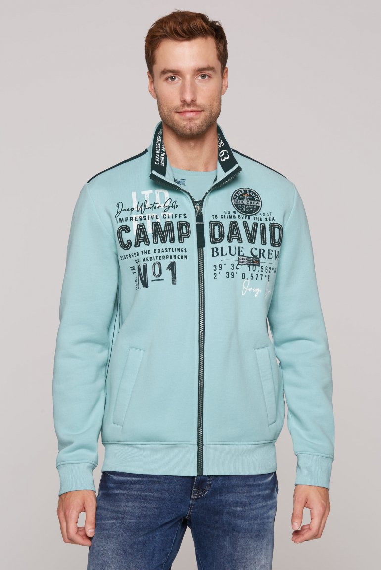 Sweatjacke mit Logo-Applikationen sea mint