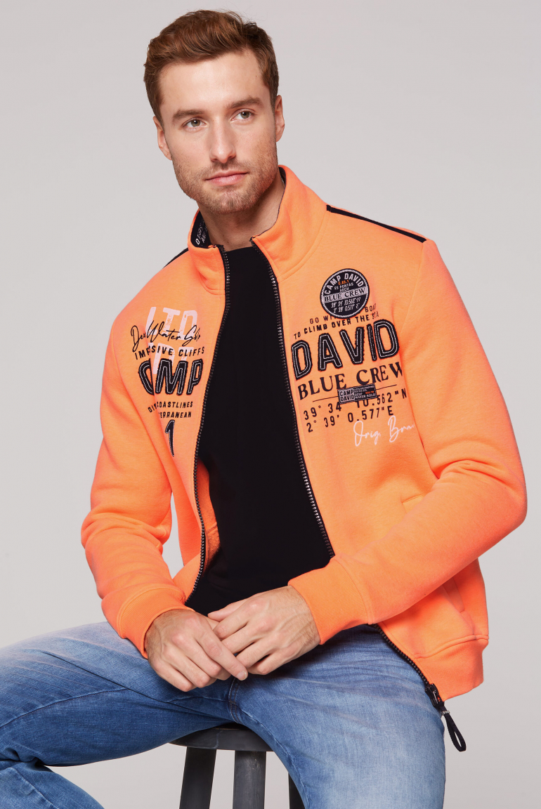 Sweatjacke mit Logo-Applikationen speed orange