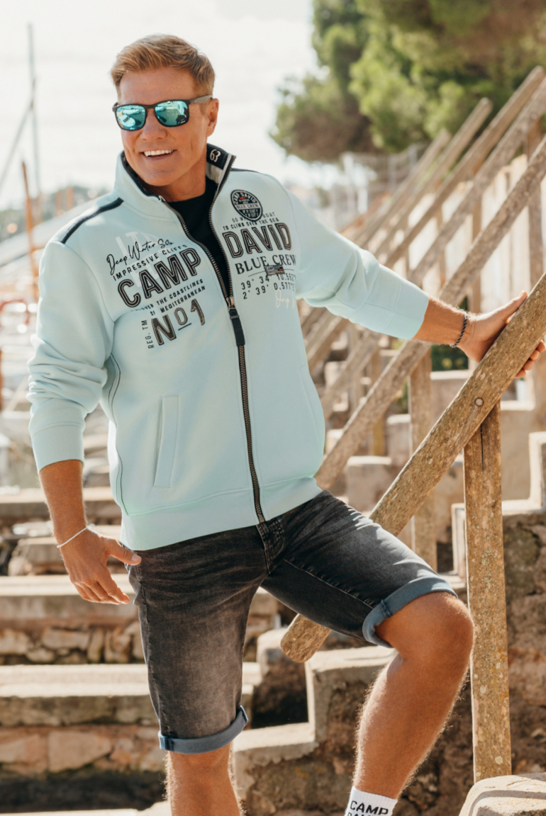 Sweatjacke mit Logo-Applikationen sea mint