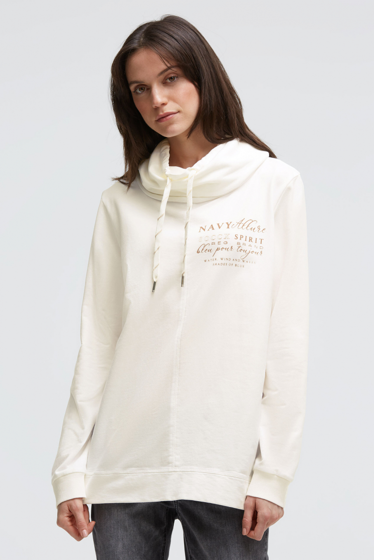 Sweatshirt mit hohem Kragen und Backprint ivory
