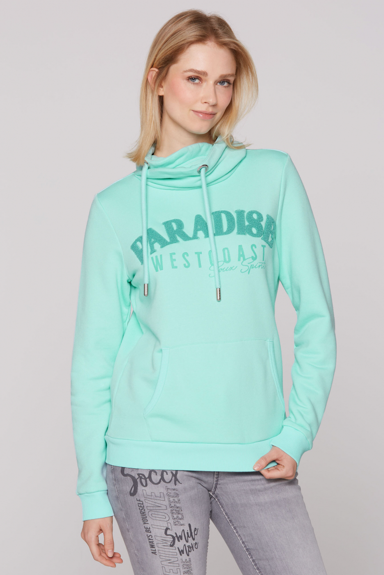 Sweatshirt mit hohem Kragen und Frottee-Artwork new aqua