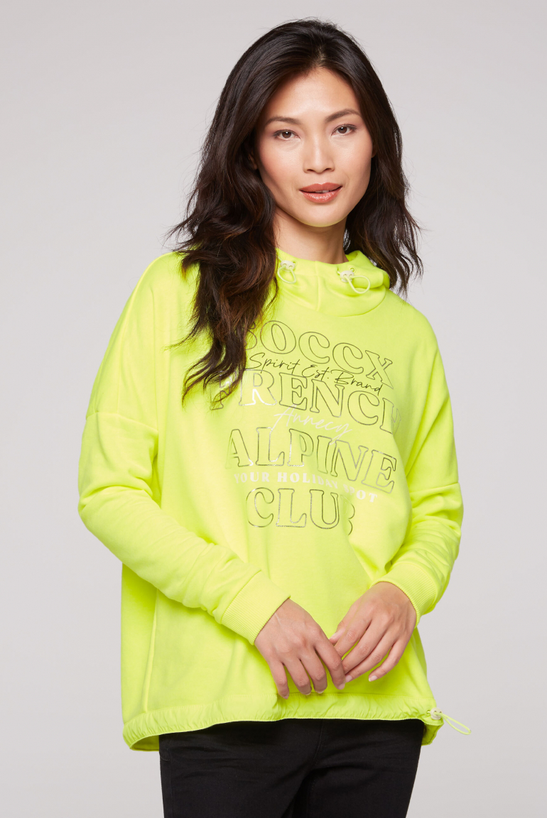 Sweatshirt mit Kapuze und Print Artwork yellow lime