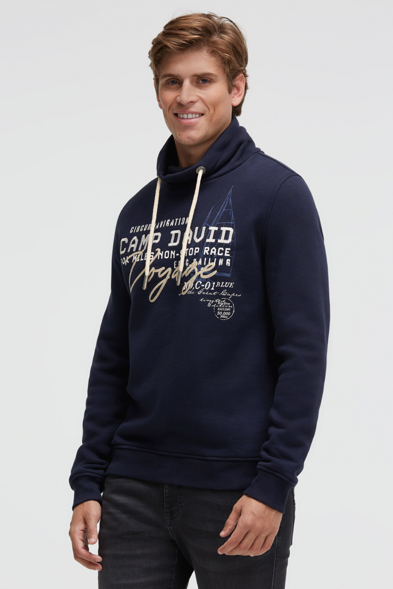 Sweatshirt mit Kragen und Artwork blue navy