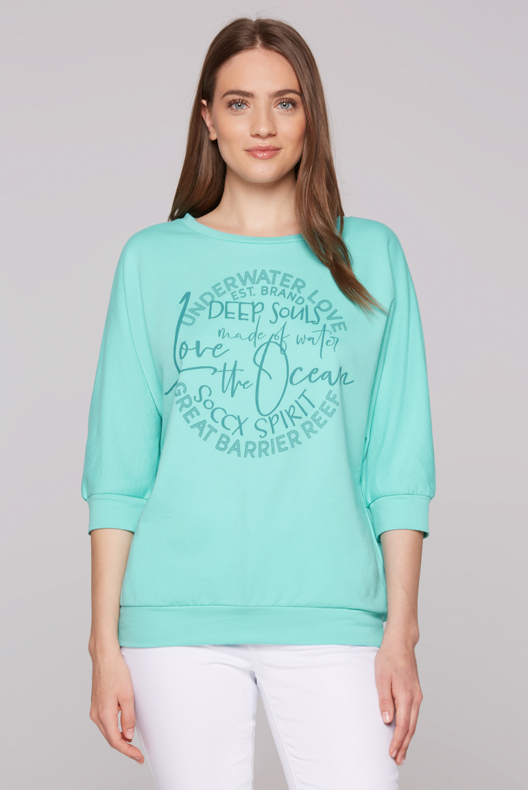 Sweatshirt mit kurzen Fledermausärmeln und Artwork flash aqua