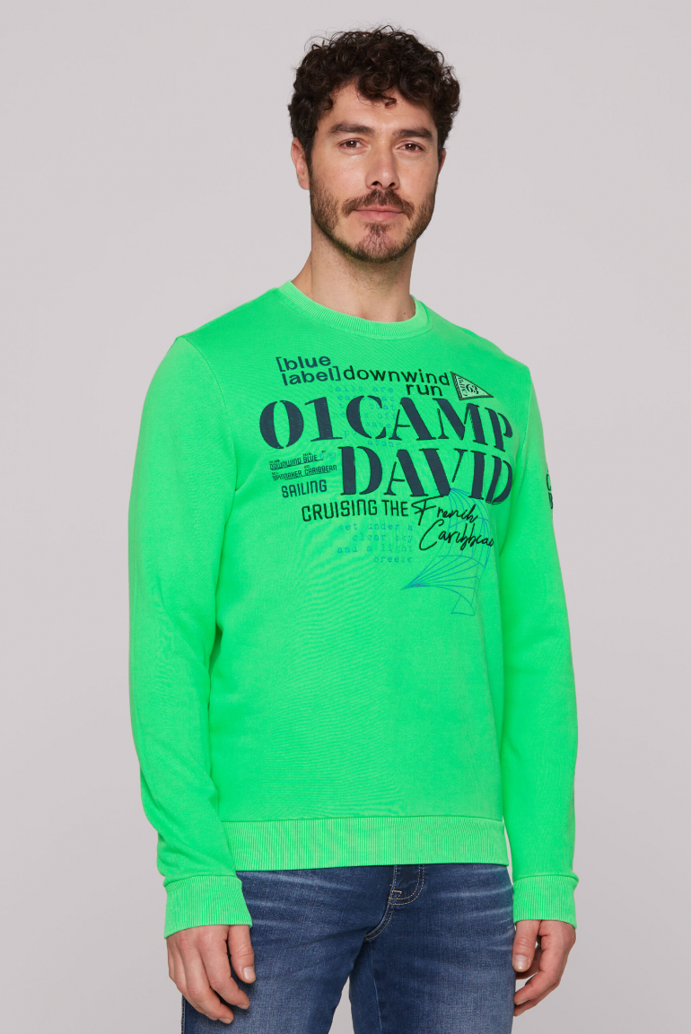Sweatshirt mit Prints und Stickereien electric green