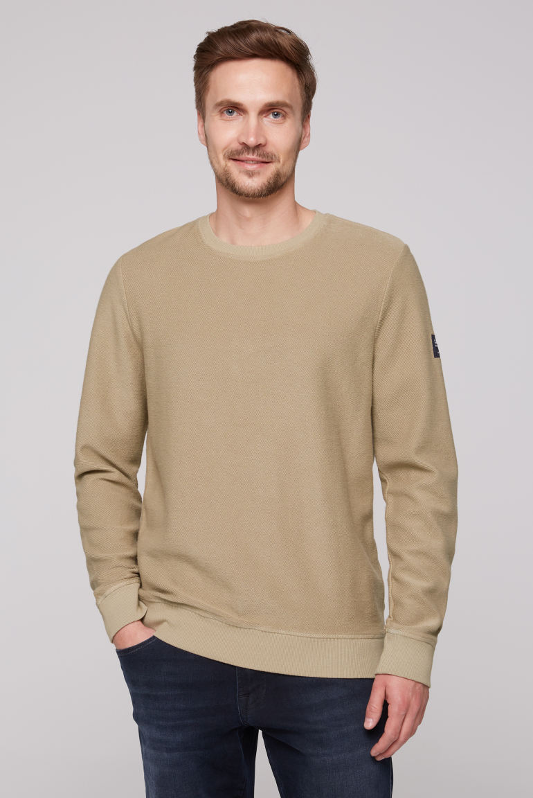 Sweatshirt Reversed mit Patch-Print tan