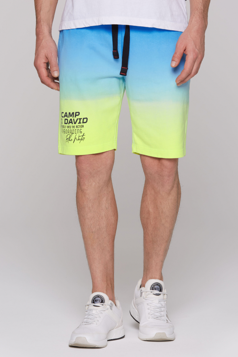 Sweatshorts Dip Dye mit Logo Prints electric yellow
