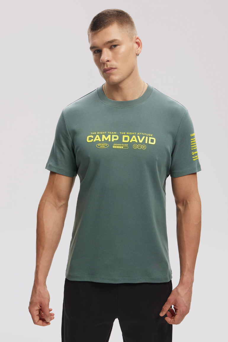 T-Shirt aus Interlock-Jersey mit Rubber Prints dark sage