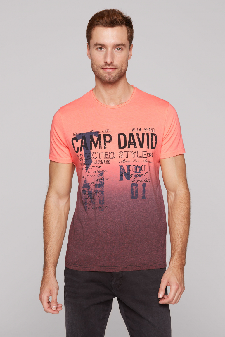 T-Shirt Dip Dye mit Used Print neon flame