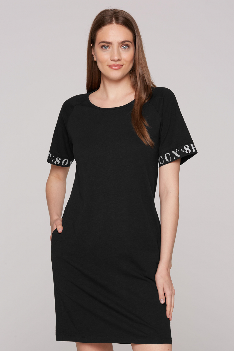 T-Shirt-Kleid mit Logo-Saum am Ärmel black