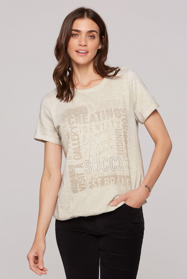 T-Shirt mit Artwork und Elastiksaum chai tea