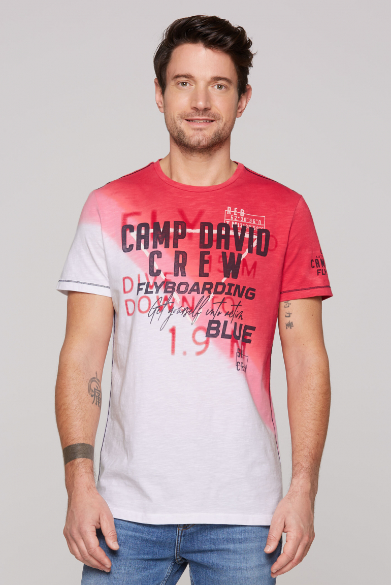 T-Shirt mit diagonalem Dip-Dye-Effekt nautical red