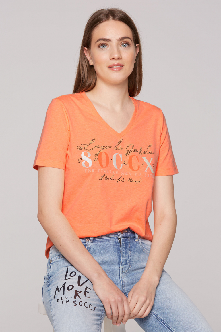 T-Shirt mit Logo Artwork electric orange