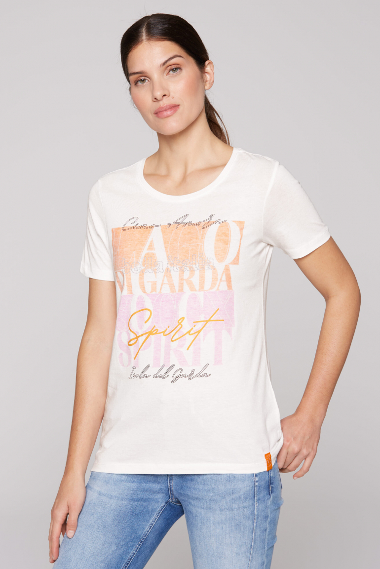 T-Shirt mit Logo Artwork ivory