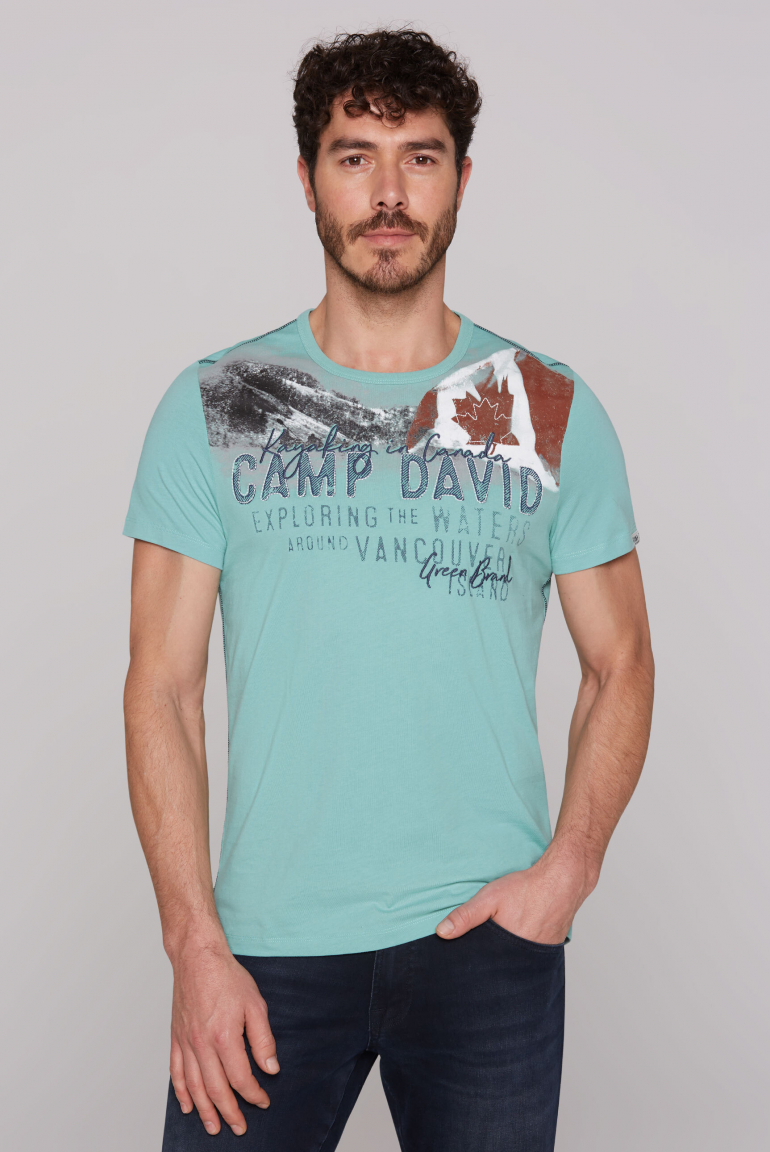 T-Shirt mit Photoprint und Stickereien cool jade