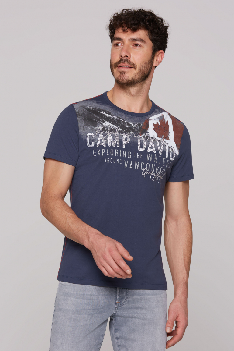 T-Shirt mit Photoprint und Stickereien dark teal