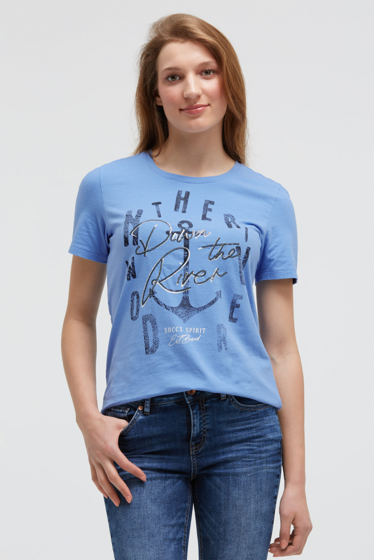 T-Shirt mit Print und Pailletten-Details