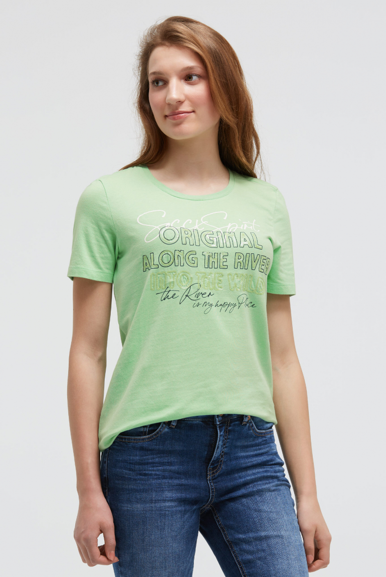 T-Shirt mit Print und Pailletten-Details
