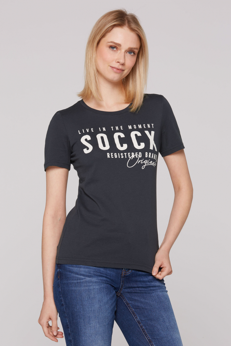T-Shirt mit Rundhalsausschnitt und Logo Print eclipse navy