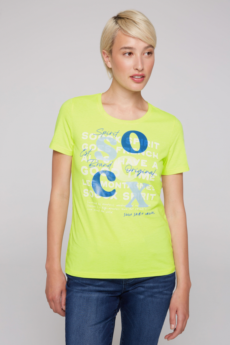 T-Shirt mit Rundhalsausschnitt und Print yellow lime