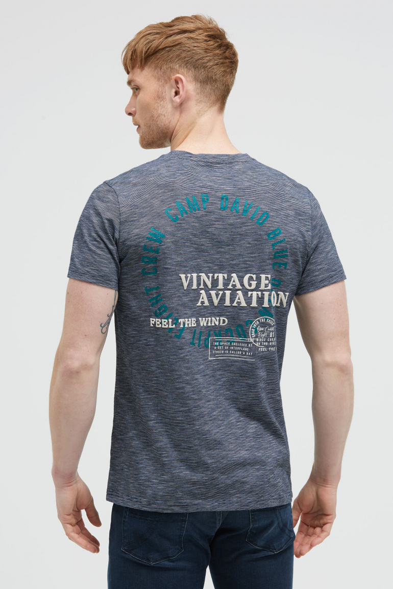 T-Shirt mit Streifen-Design und Rücken-Print