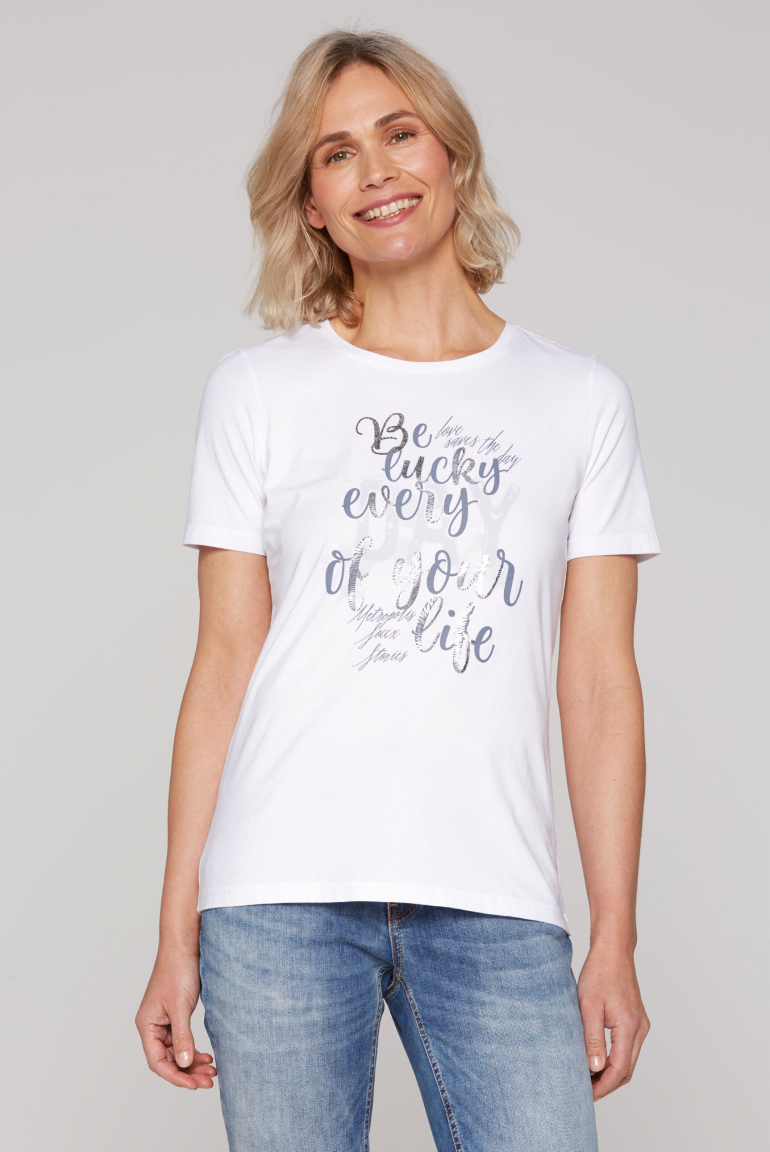 T-Shirt mit Wording Print opticwhite
