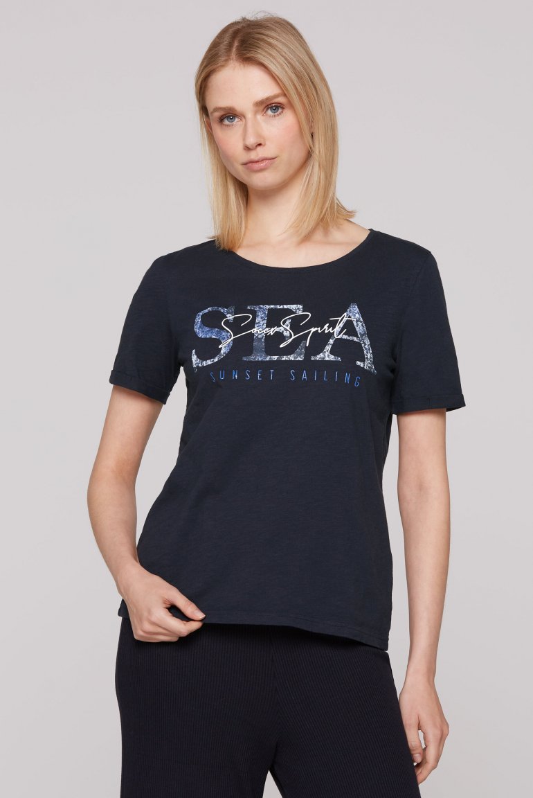 T-Shirt Relaxed Fit mit Artwork blue navy