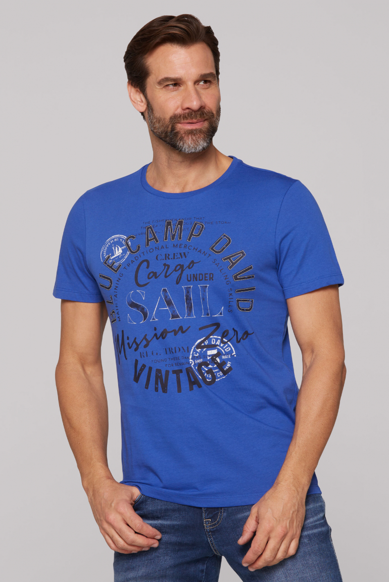 T-Shirt Rundhals mit Label Print