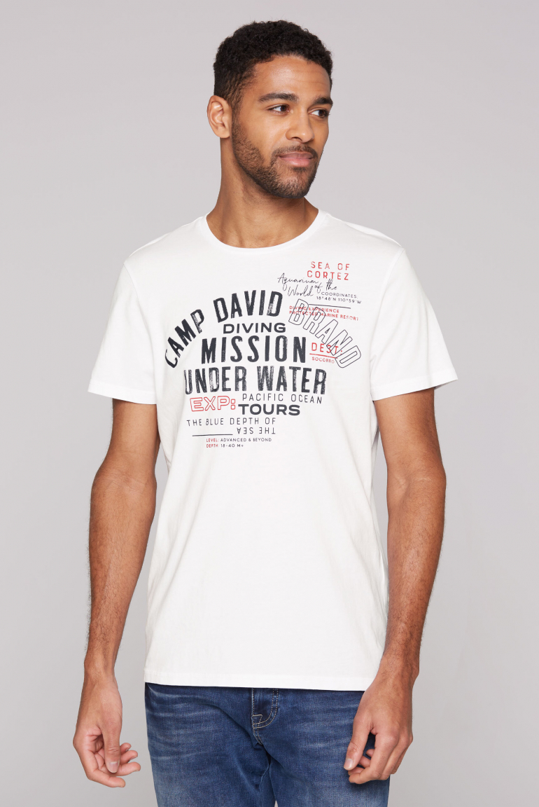 T-Shirt Rundhals mit Label Print opticwhite