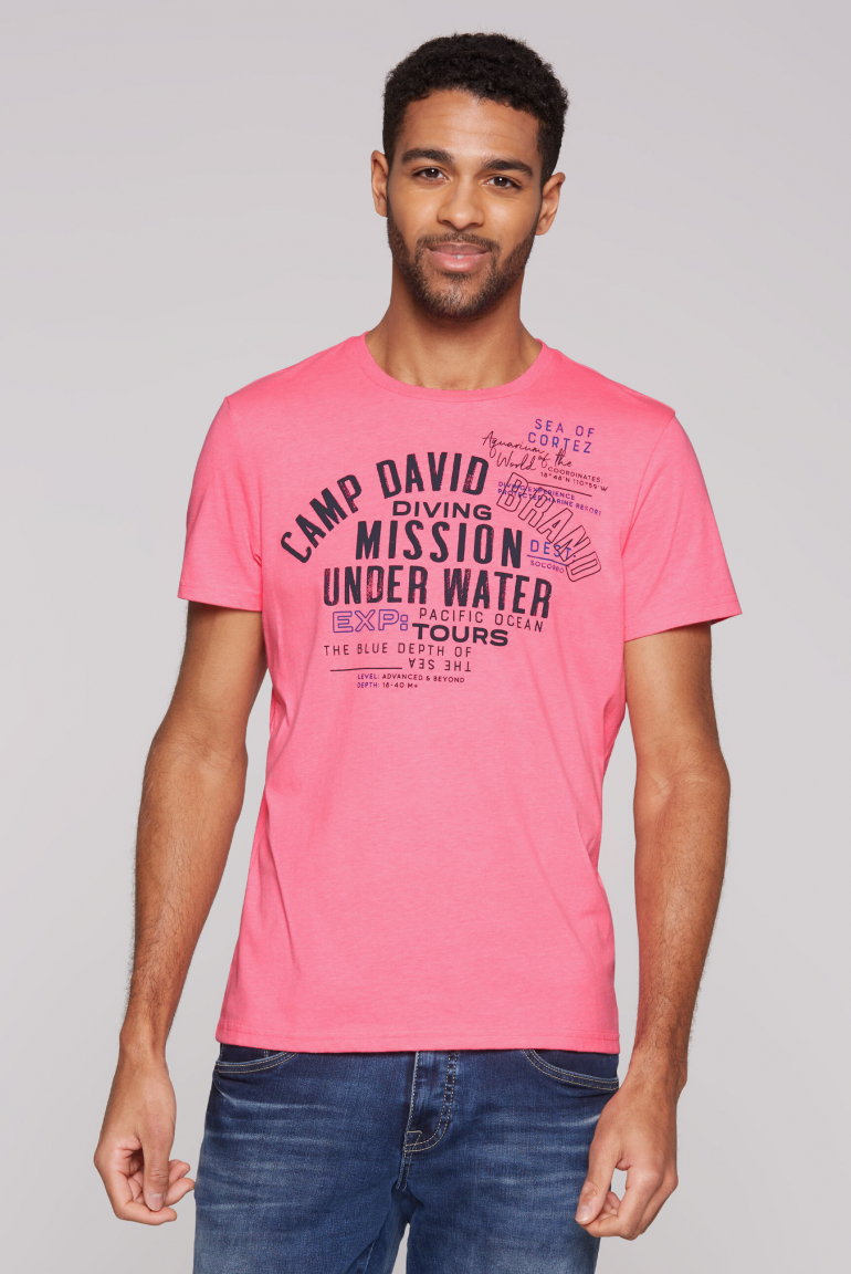 T-Shirt Rundhals mit Label Print