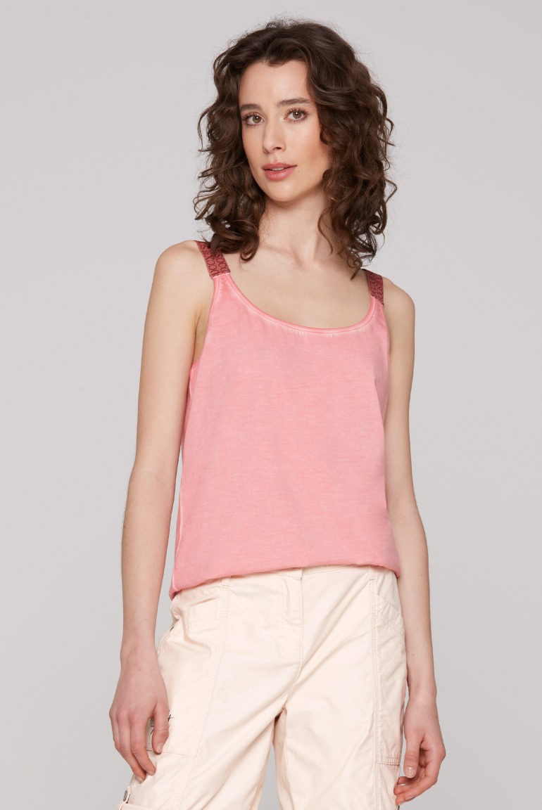 Top Inside Oil Dyed mit Logo-Trägern beachy red