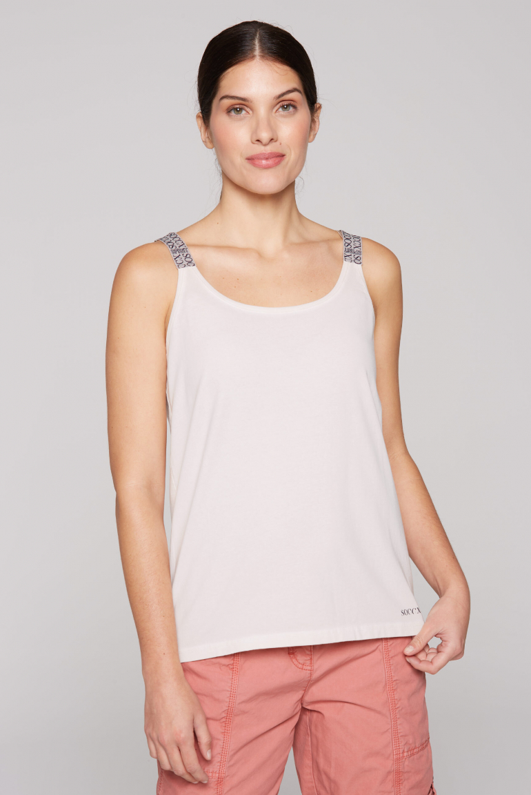 Top Inside Oil Dyed mit Logo-Trägern milky beige