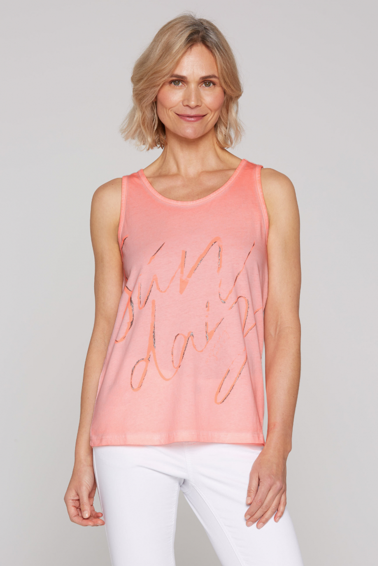 Top Inside Oil Dyed mit Print neon flame