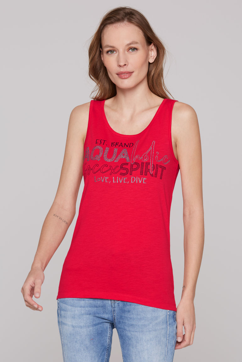 Top mit Glitter Wording Print speed red