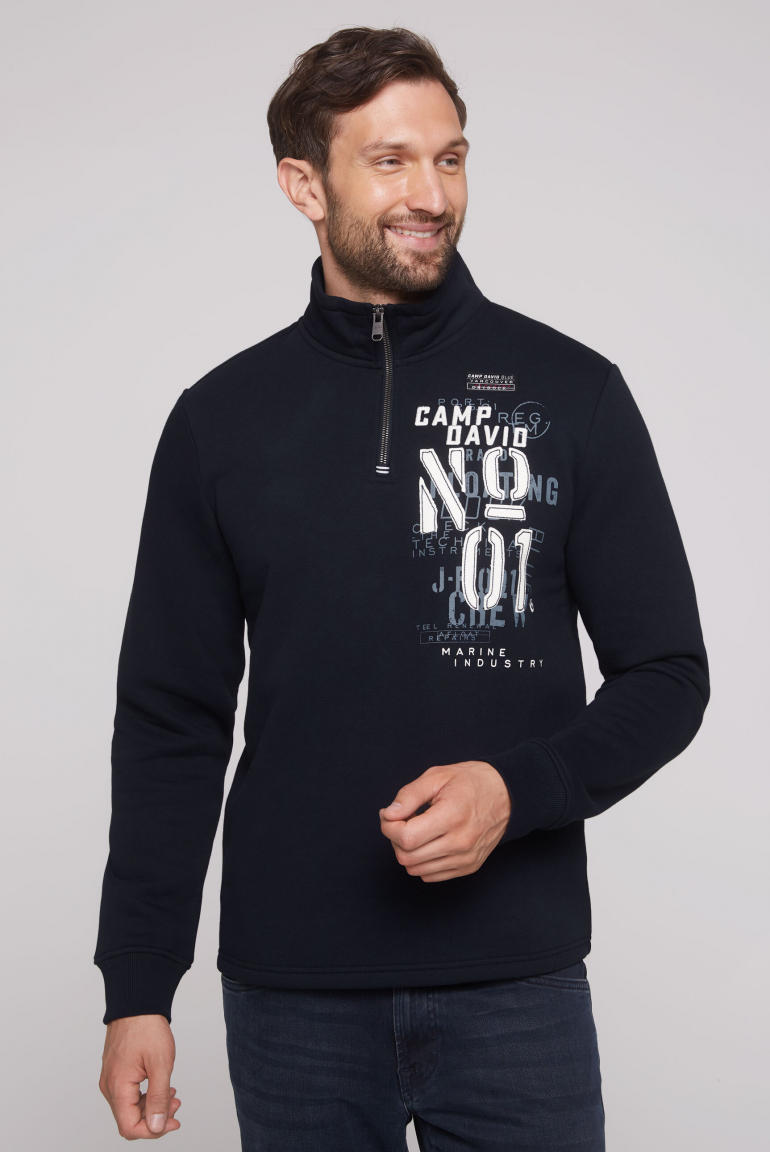 Troyer-Sweatshirt mit Rücken-Print blue navy