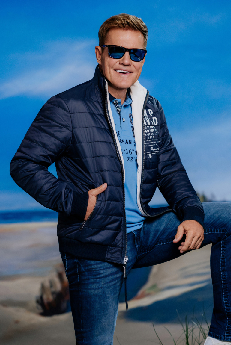 Wende-Blouson mit Logo Prints light sand / blue navy